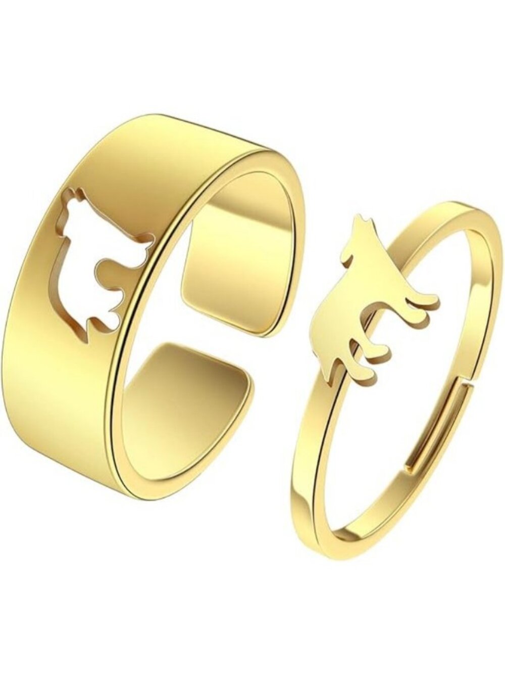 Wolf gold 2Pcs Matching Cute Animals Promise Engagement Ring